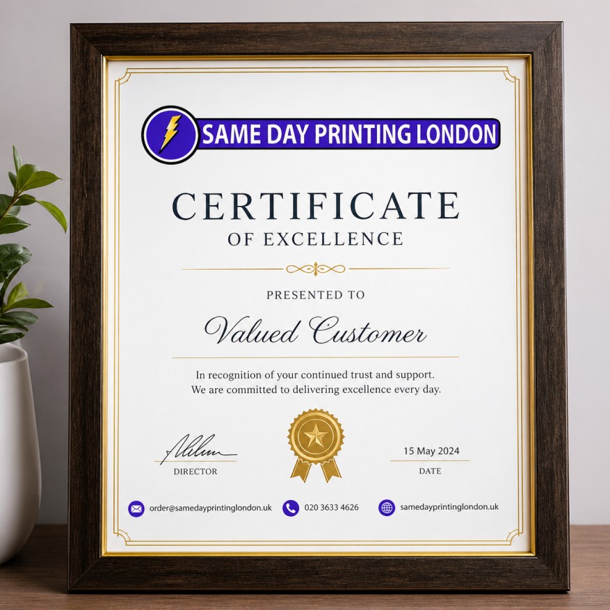same day certificates printing London