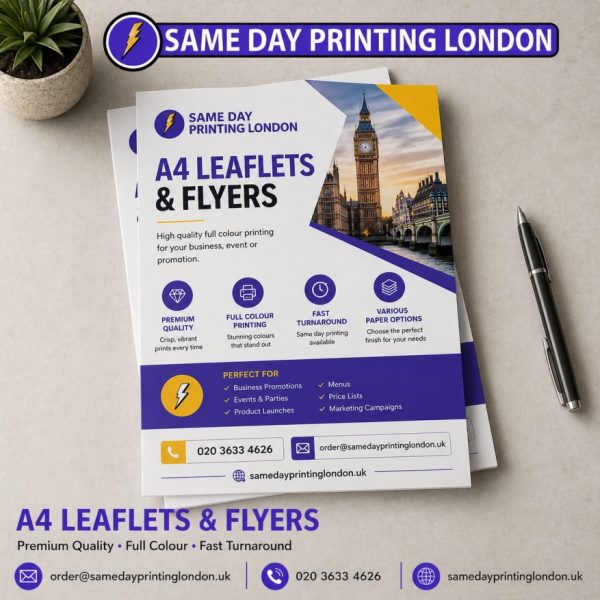 Same Day A4 Leaflet Flyer Printing London | Same Day Delivery