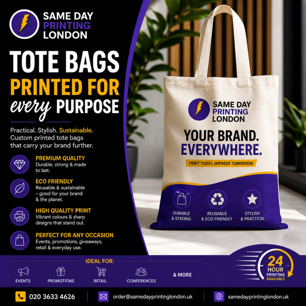 same day tote bag printing London